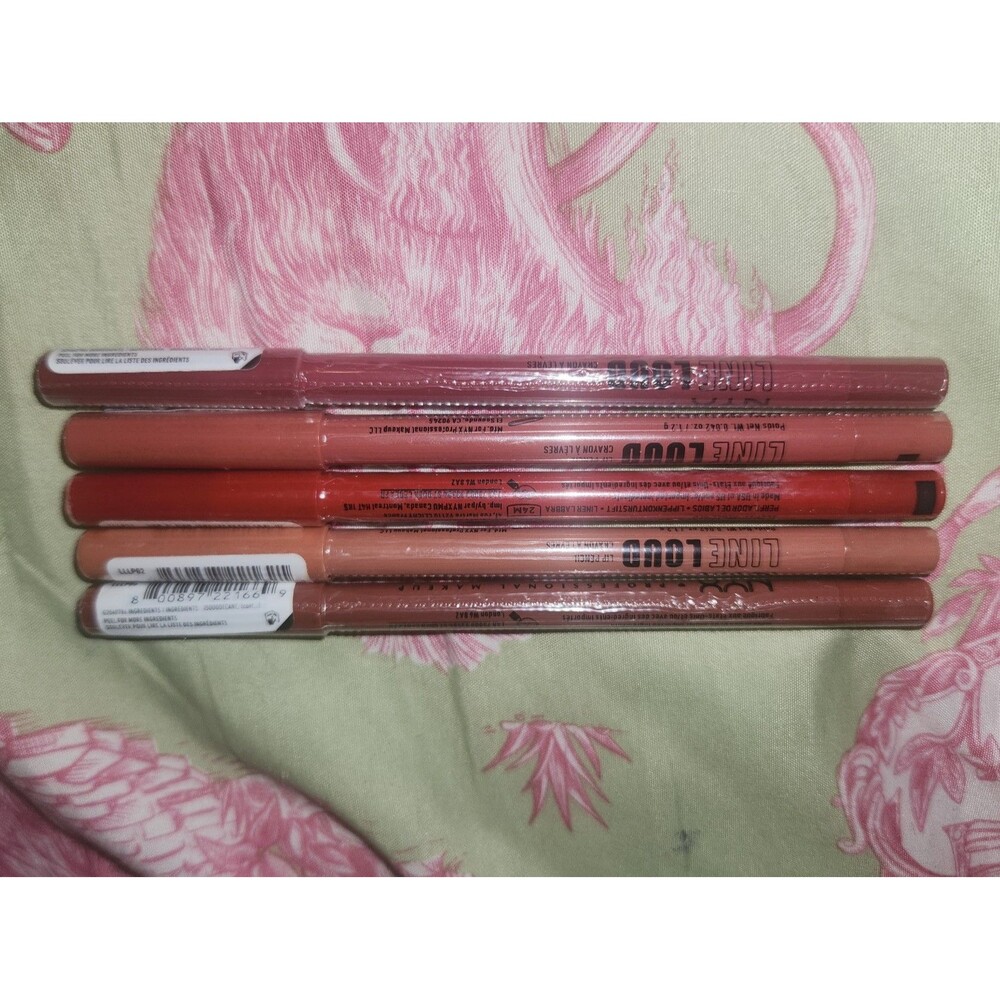 NYX Line Loud Longwear Lip Liner Bundle Set of 5 Nudes & Reds